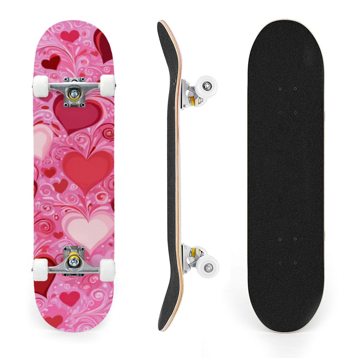 31"x8" Complete Skateboards for Beginners, Soft Blue Cream Striped Design Double Kick 7 Ply Canadian Maple Deck Skateboard with Wheels, Gifts for Kids Teens