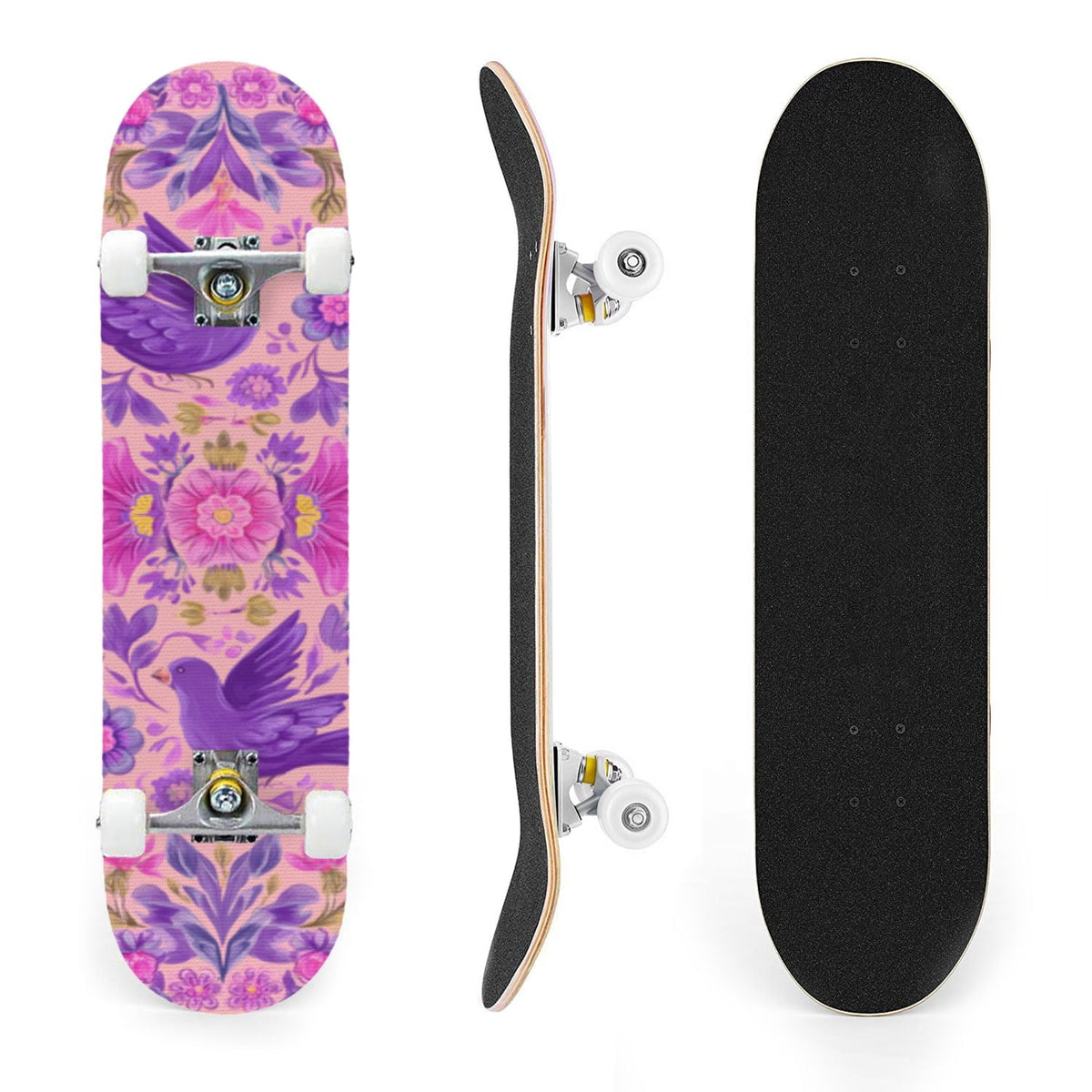 31"x8" Complete Skateboards for Beginners, Blue Deep Sea Sailing Ship Octopus Lighthouse Clouds Ocean Double Kick 7 Ply Canadian Maple Deck Skateboard with Wheels, Gifts for Kids Teens