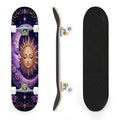 31"x8" Complete Skateboards for Beginners, Purple Celestial Moon Sun Art Floral Stars Double Kick 7 Ply Canadian Maple Deck Skateboard with Wheels, Gifts for Kids Teens
