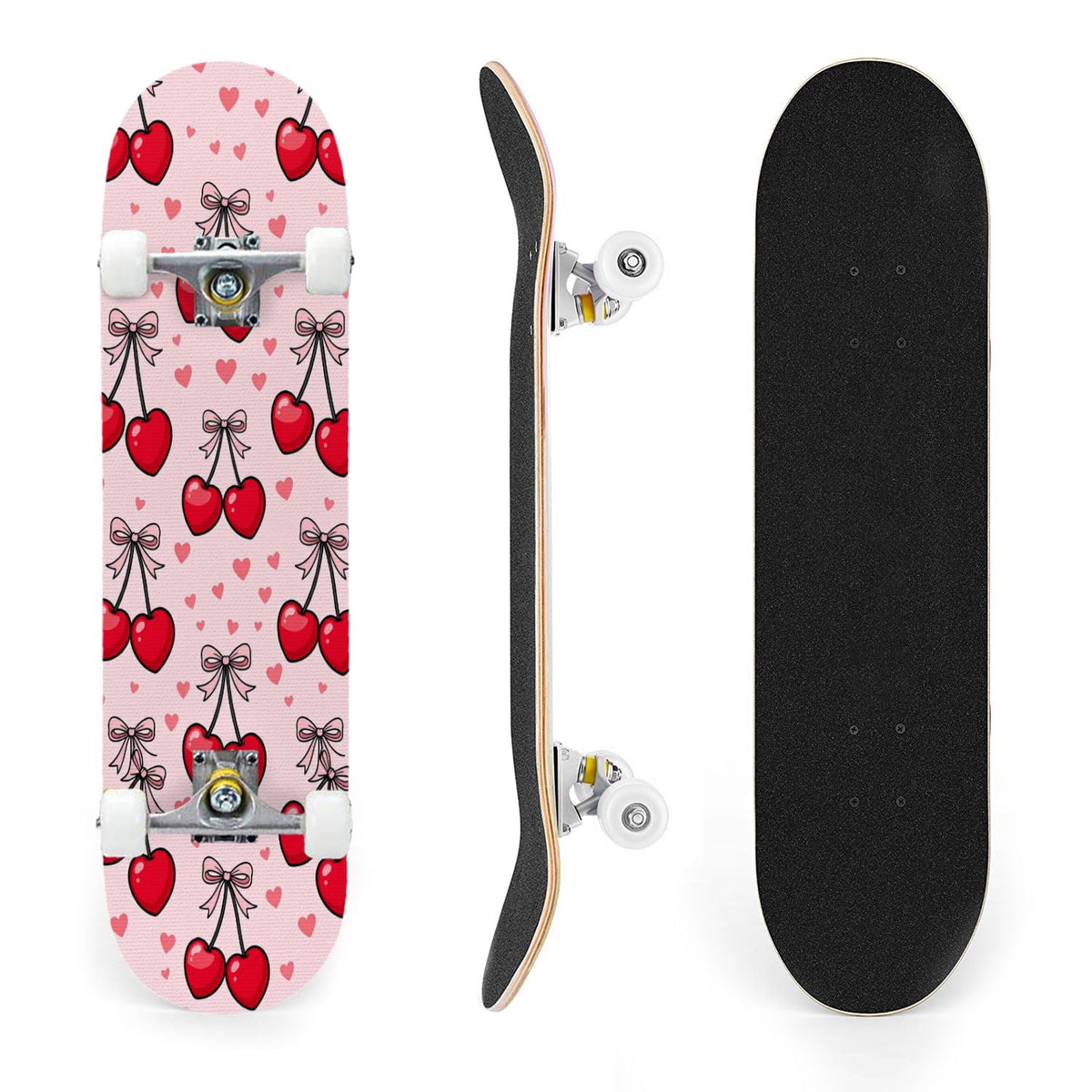 31"x8" Complete Skateboards for Beginners, Abstract Black Hexagon Honeycomb Glowing Blue Neon Geometric Double Kick 7 Ply Canadian Maple Deck Skateboard with Wheels, Gifts for Kids Teens
