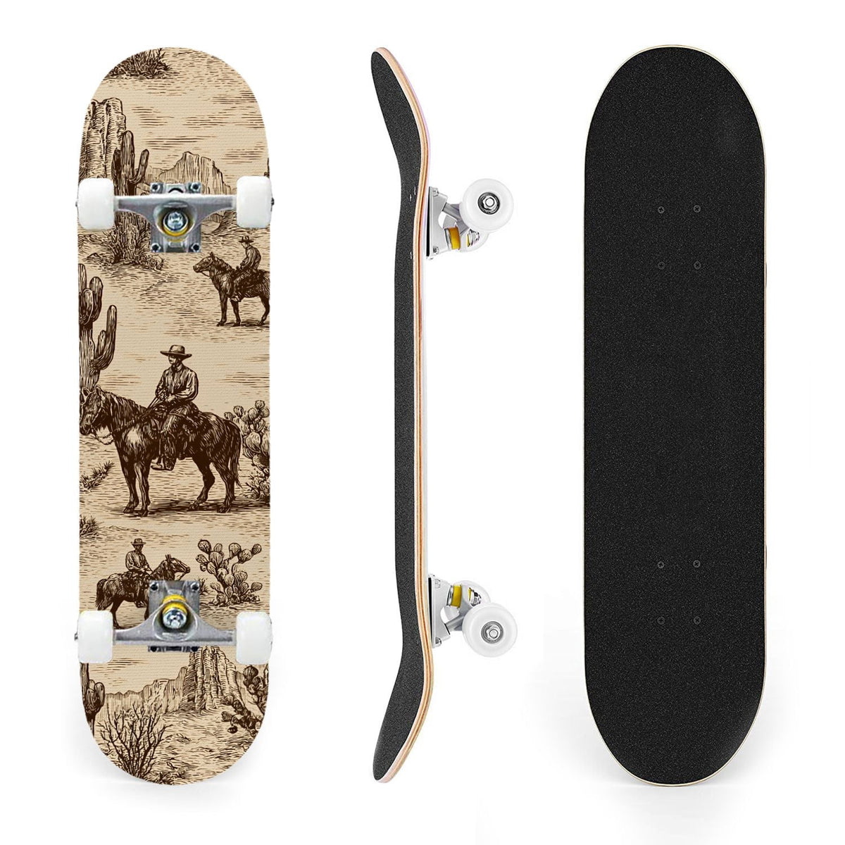 31"x8" Complete Skateboards for Beginners, Turquoise Flowers Teal Daisy Flower Butterfly Blue Romantic Double Kick 7 Ply Canadian Maple Deck Skateboard with Wheels, Gifts for Kids Teens