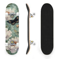 31"x8" Complete Skateboards for Beginners, Whimsical Butterfly Garden Watercolor Art Print Double Kick 7 Ply Canadian Maple Deck Skateboard with Wheels, Gifts for Kids Teens