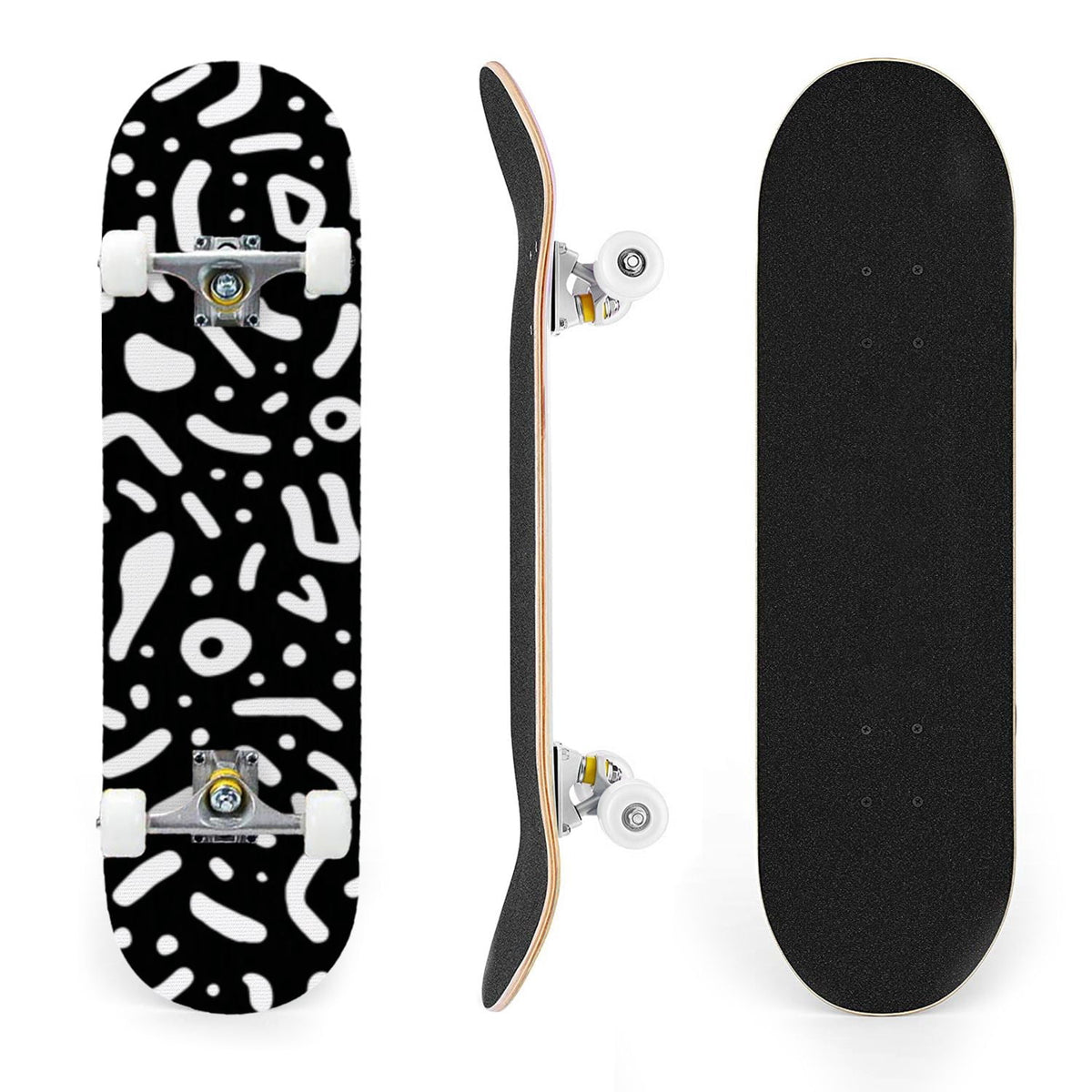 31"x8" poisous plants Mushroom Complete Skateboard for Beginners hand colored vintage retro 7 Layer Maple Deck Double Kick Kids Skateboard with 85A PU Wheels Gifts for Kids Teens