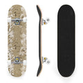 31"x8" Complete Skateboards for Beginners,Desert Camouflage Beige Tan Cream Organic Abstract Shapes Double Kick 7 Ply Canadian Maple Deck Skateboard with Wheels, Gifts for Kids Teens