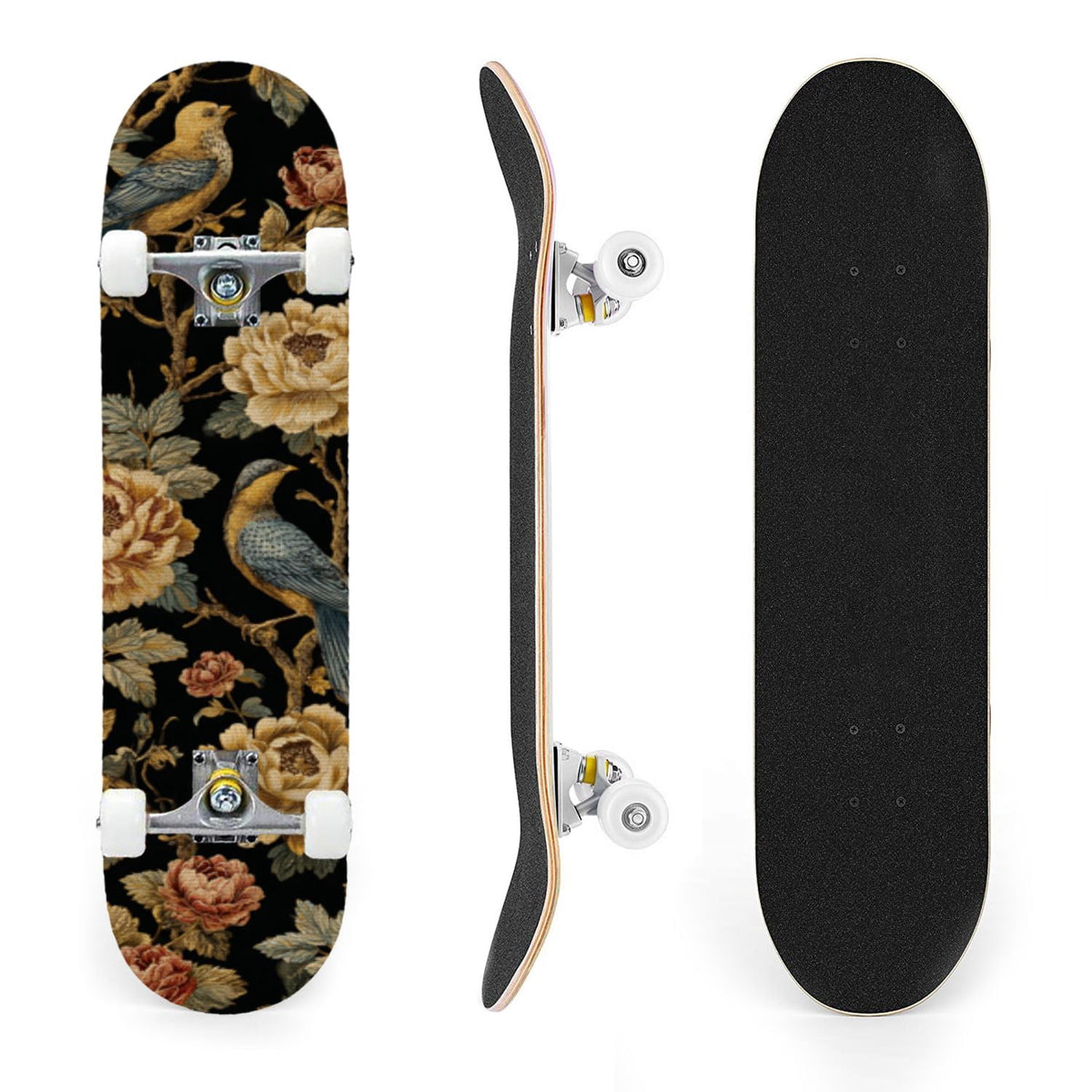 31"x8" Complete Skateboards for Beginners,Cartoon Hand Drawn Ice Cream Doodles Seamless Cones Cupcakes Double Kick 7 Ply Canadian Maple Deck Skateboard with Wheels, Gifts for Kids Teens