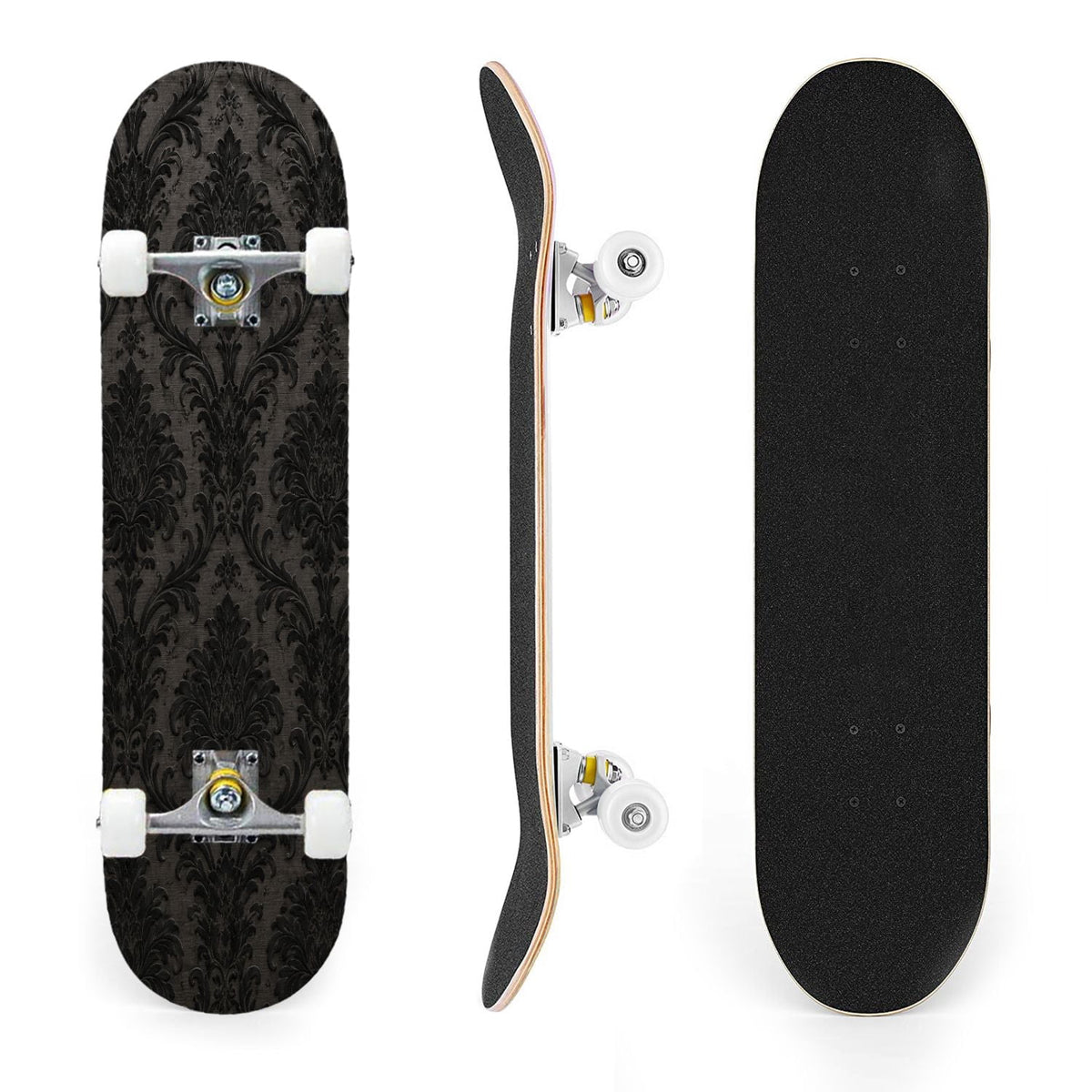31"x8" Complete Skateboards for Beginners,Cute Ghosts Purple Bows Bats Lilac Halloween Double Kick 7 Ply Canadian Maple Deck Skateboard with Wheels, Gifts for Kids Teens