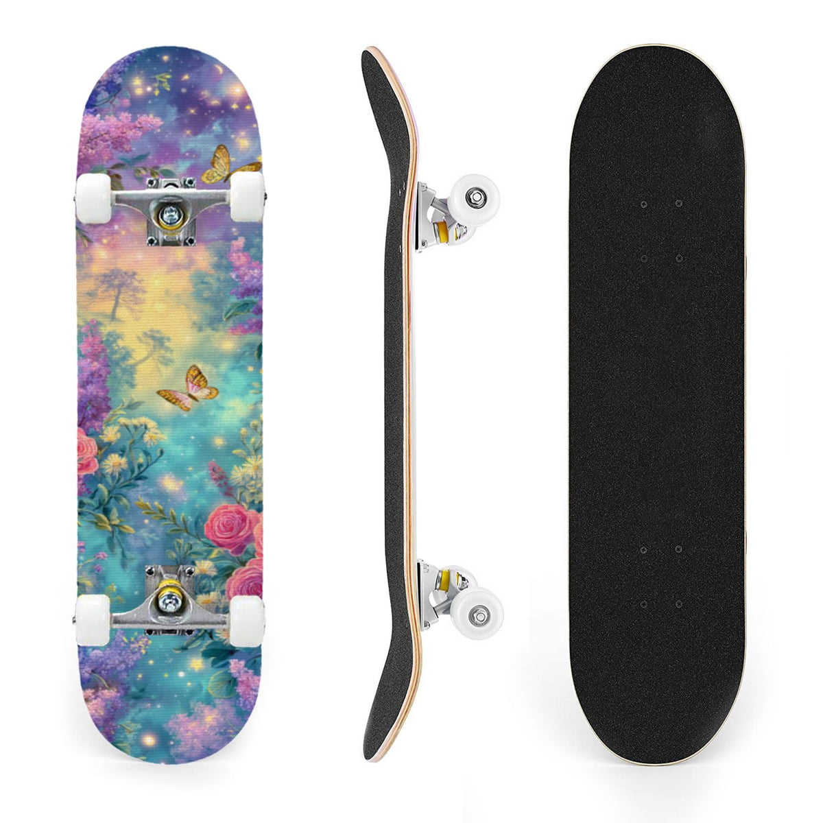31"x8" Complete Skateboards for Beginners,Barn Windmill Artwork Rustic Barn Wood Farm Windmill Double Kick 7 Ply Canadian Maple Deck Skateboard with Wheels, Gifts for Kids Teens