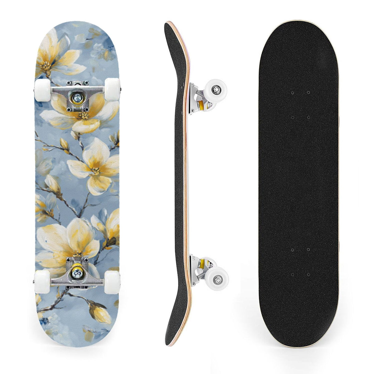 31"x8" Complete Skateboards for Beginners,Bold Stained Glass Western Double Kick 7 Ply Canadian Maple Deck Skateboard with Wheels, Gifts for Kids Teens