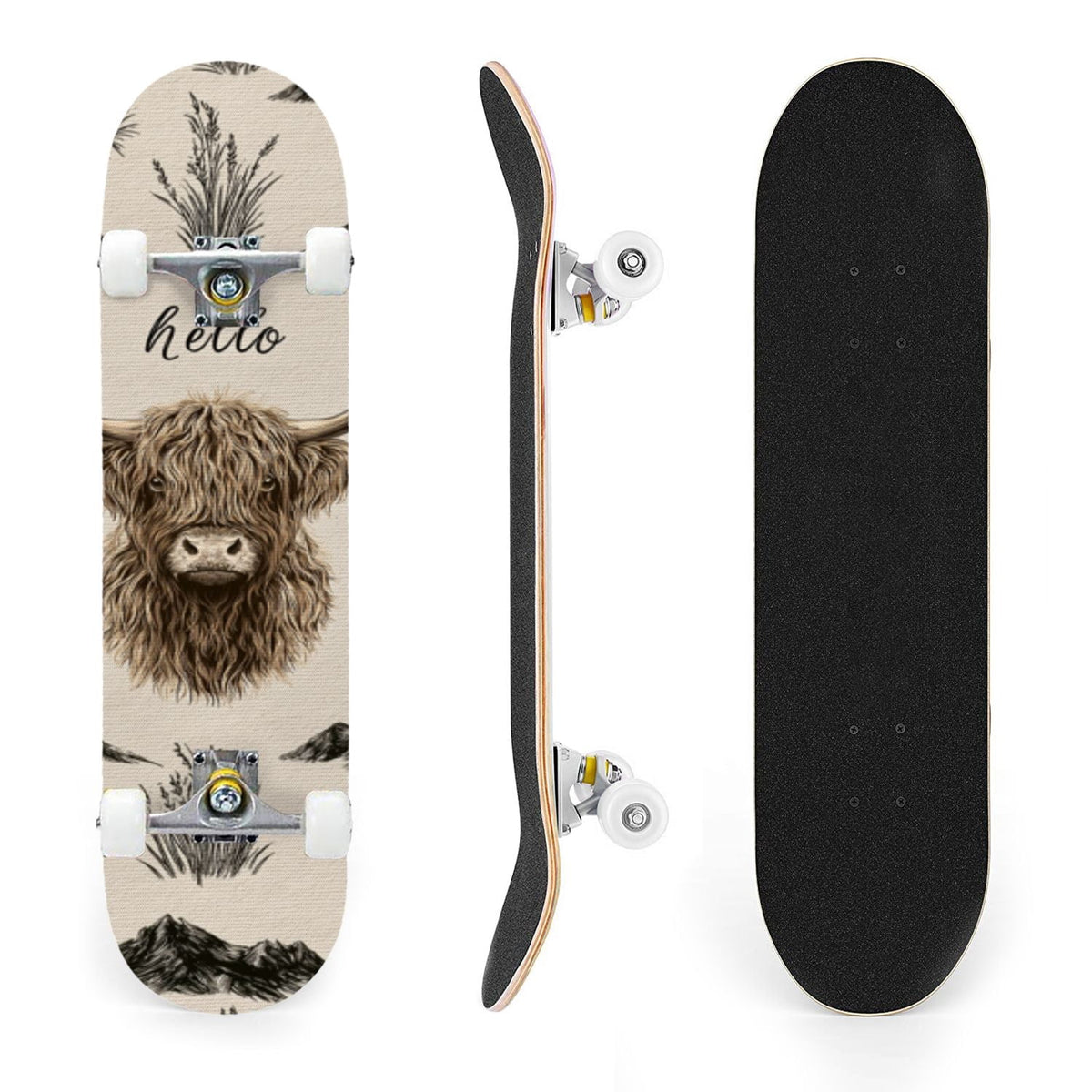 31"x8" Complete Skateboards for Beginners,Barn Windmill Artwork Rustic Barn Wood Farm Windmill Double Kick 7 Ply Canadian Maple Deck Skateboard with Wheels, Gifts for Kids Teens