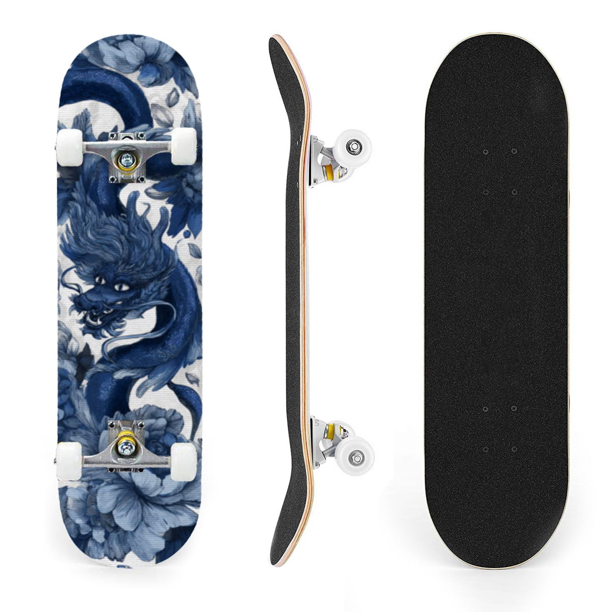 31"x8" poisous plants Mushroom Complete Skateboard for Beginners hand colored vintage retro 7 Layer Maple Deck Double Kick Kids Skateboard with 85A PU Wheels Gifts for Kids Teens