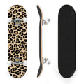 31"x8" Complete Skateboards for Beginners,Leopard Print Black Brown Beige Double Kick 7 Ply Canadian Maple Deck Skateboard with Wheels, Gifts for Kids Teens