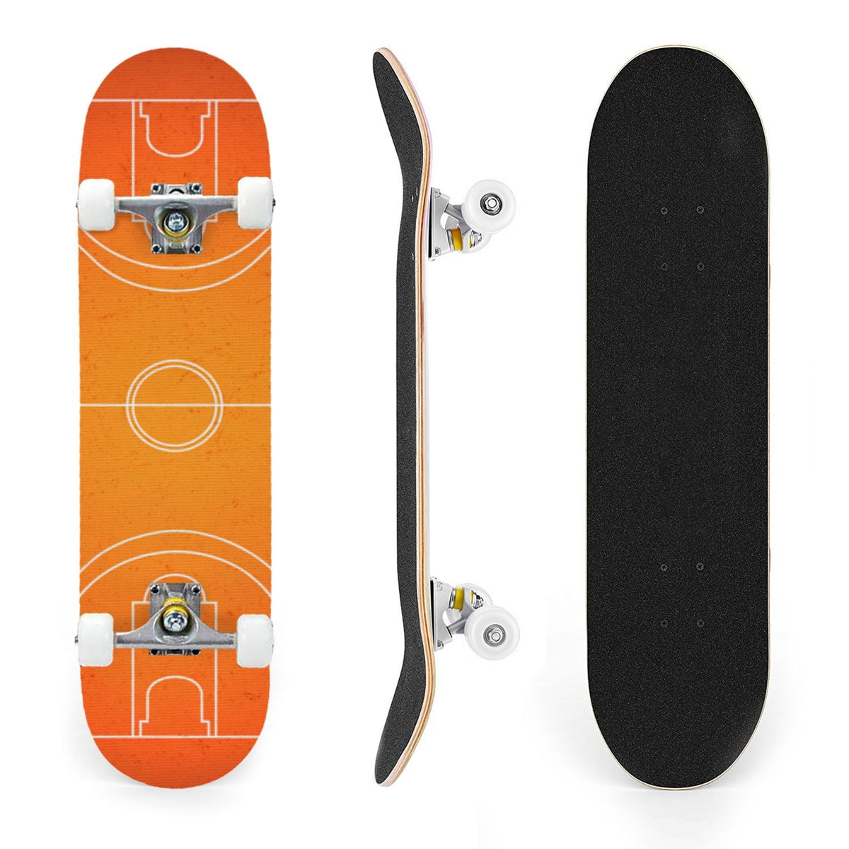 31"x8" Complete Skateboards for Beginners,Vintage Baseball Worn Red Stitches Rustic Double Kick 7 Ply Canadian Maple Deck Skateboard with Wheels, Sports Gifts for Kids Teens
