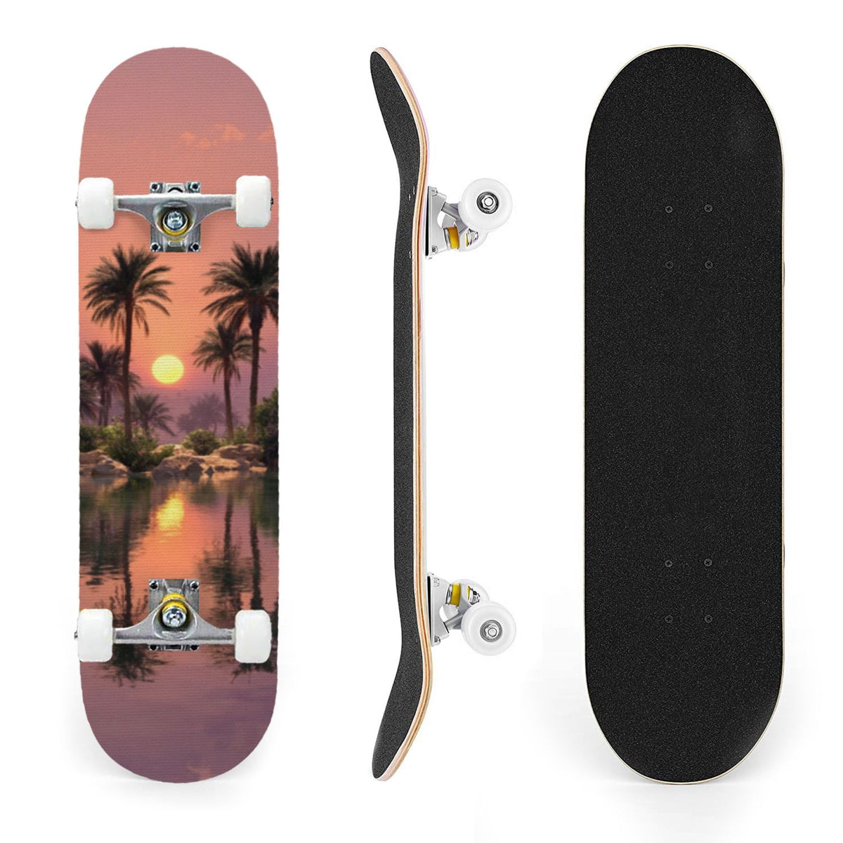 31"x8" poisous plants Mushroom Complete Skateboard for Beginners hand colored vintage retro 7 Layer Maple Deck Double Kick Kids Skateboard with 85A PU Wheels Gifts for Kids Teens