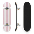 31"x8" Complete Skateboards for Beginners,Pastel Pink Vertical Stripe Minimalist Soft Design Double Kick 7 Ply Canadian Maple Deck Skateboard with Wheels, Gifts for Kids Teens