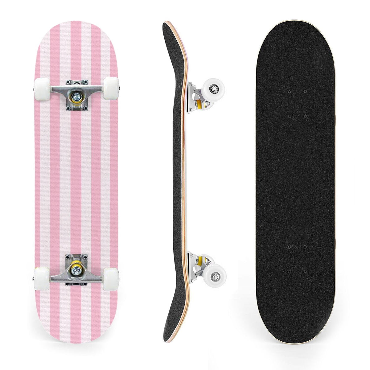 31"x8" Complete Skateboards for Beginners,Vibrant Diagonal Rainbow Gradient Abstract Art Double Kick 7 Ply Canadian Maple Deck Skateboard with Wheels, Gifts for Kids Teens