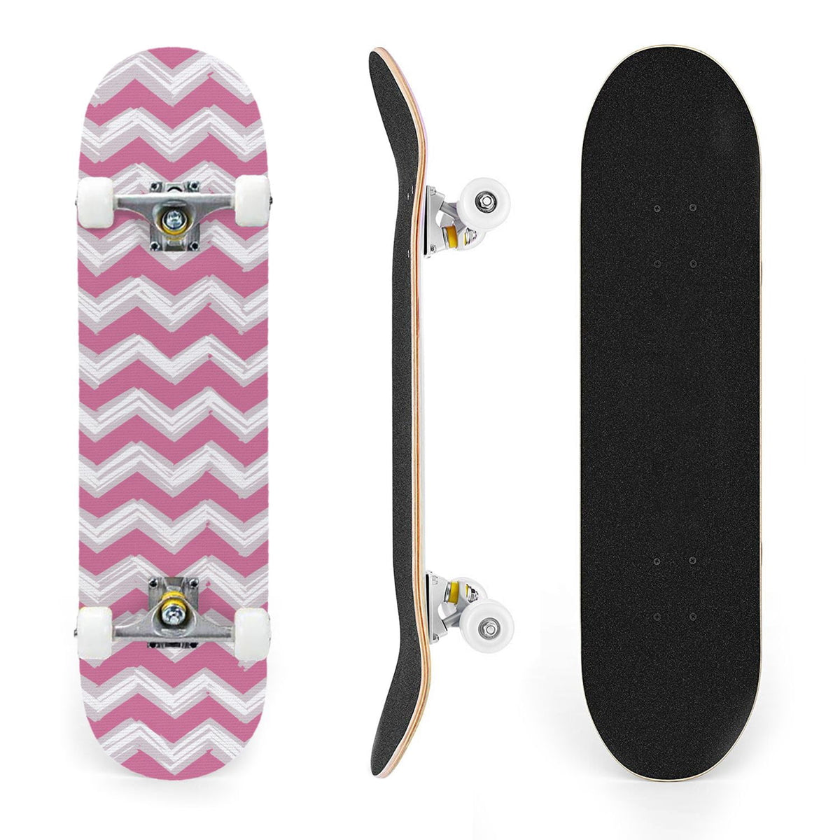31"x8" Complete Skateboards for Beginners,Vibrant Diagonal Rainbow Gradient Abstract Art Double Kick 7 Ply Canadian Maple Deck Skateboard with Wheels, Gifts for Kids Teens
