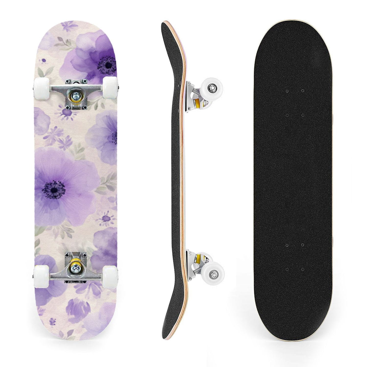 31"x8" Complete Skateboards for Beginners,Bold Stained Glass Western Double Kick 7 Ply Canadian Maple Deck Skateboard with Wheels, Gifts for Kids Teens