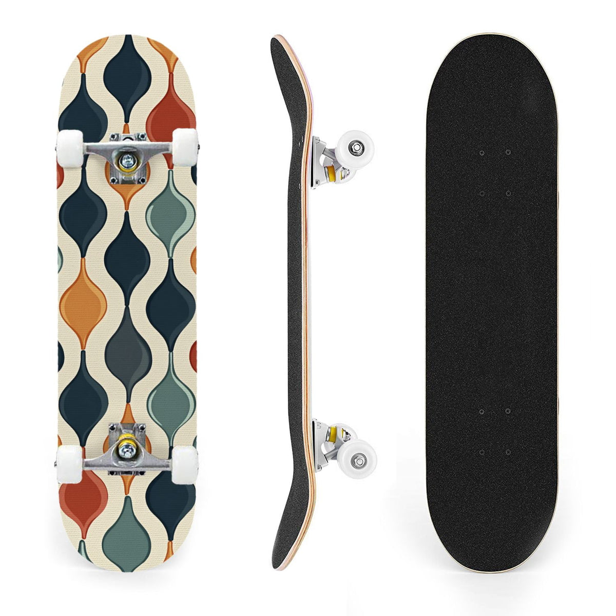 31"x8" Complete Skateboards for Beginners,Black Pink Checkered Retro Aesthetic Double Kick 7 Ply Canadian Maple Deck Skateboard with Wheels, Gifts for Kids Teens