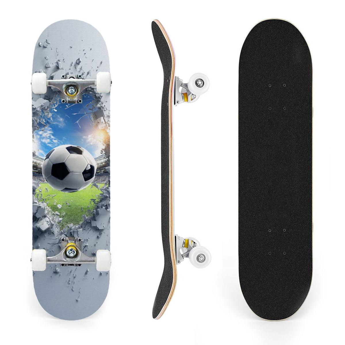 31"x8" Complete Skateboards for Beginners,baseball stadium giant baseballs sunset sky Double Kick 7 Ply Canadian Maple Deck Skateboard with Wheels, Gifts for Kids Teens