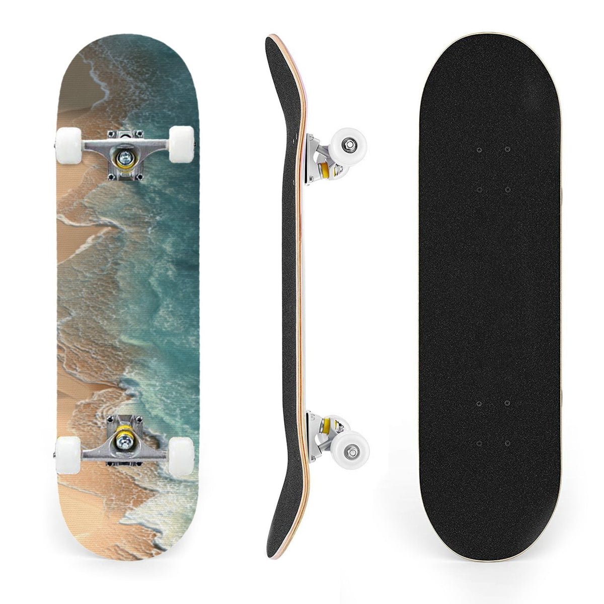 31"x8" poisous plants Mushroom Complete Skateboard for Beginners hand colored vintage retro 7 Layer Maple Deck Double Kick Kids Skateboard with 85A PU Wheels Gifts for Kids Teens
