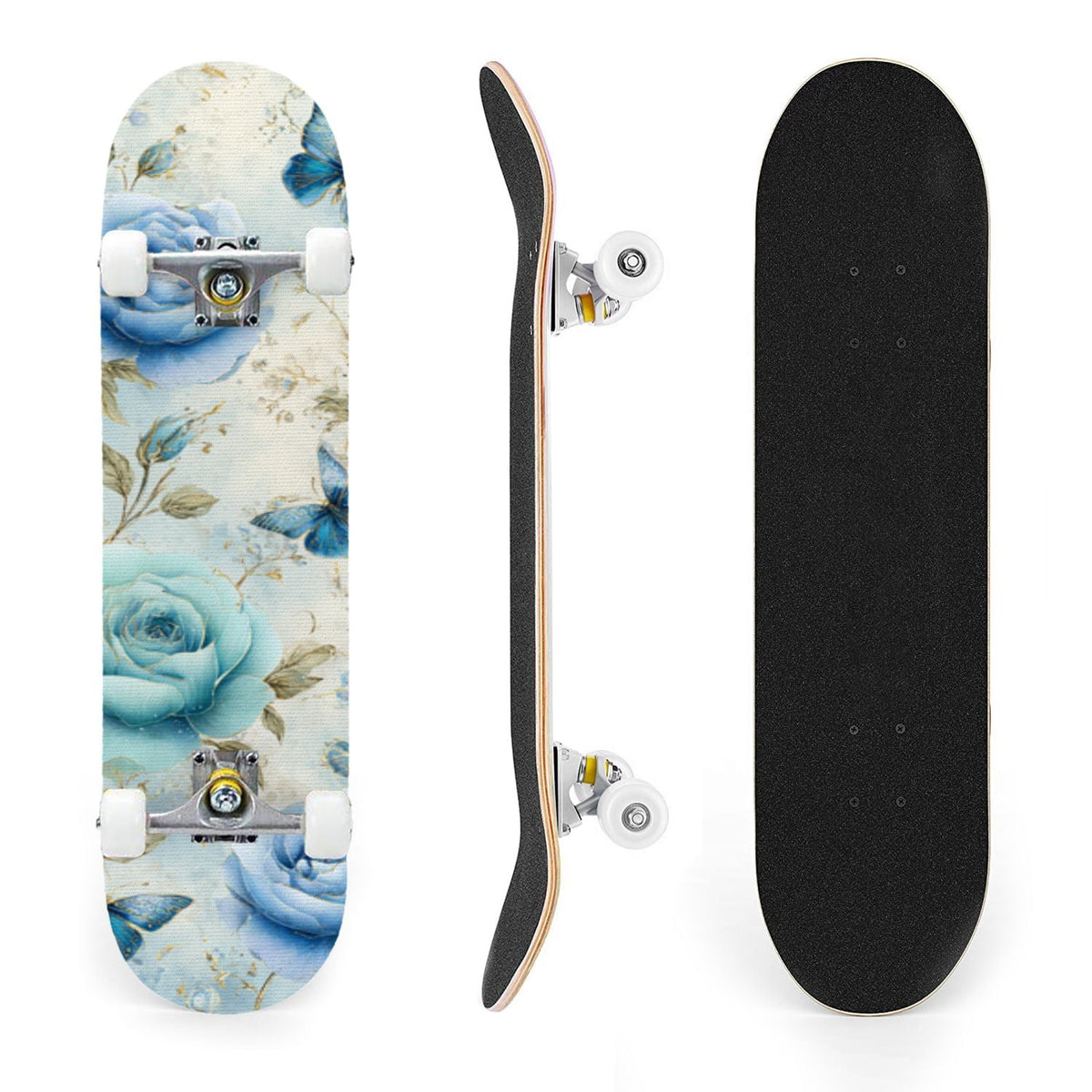 31"x8" Complete Skateboards for Beginners,Bold Stained Glass Western Double Kick 7 Ply Canadian Maple Deck Skateboard with Wheels, Gifts for Kids Teens