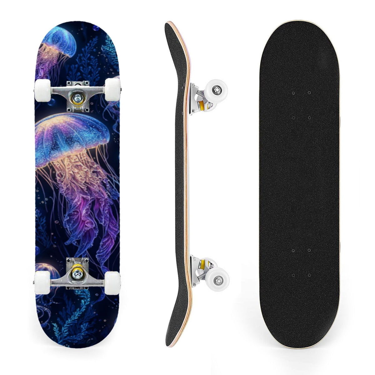 31"x8" Complete Skateboards for Beginners,Farmhouse Floral Daisy Flower Rustic Wood Board Double Kick 7 Ply Canadian Maple Deck Skateboard with Wheels, Gifts for Kids Teens