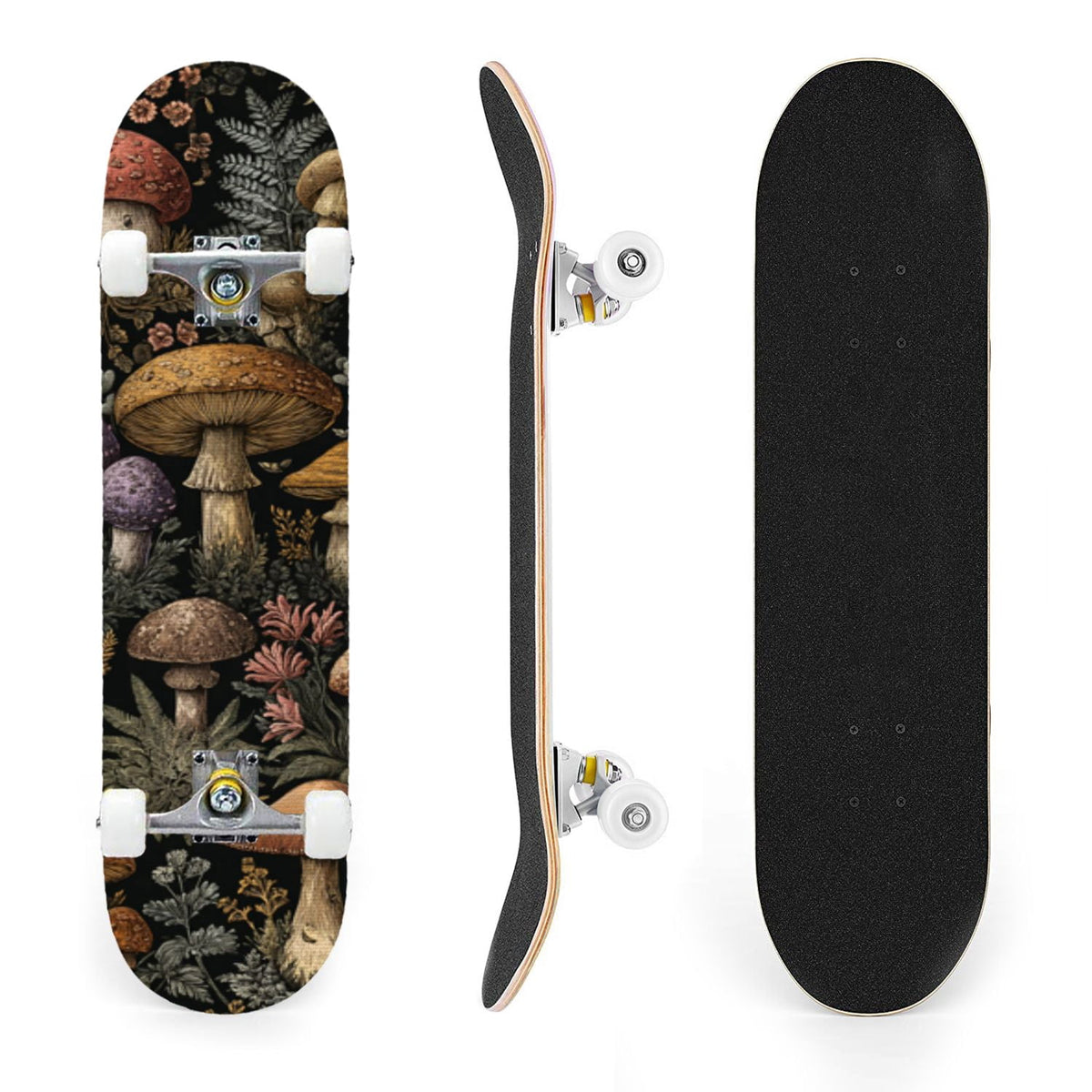 31"x8" Complete Skateboards for Beginners,Cartoon Hand Drawn Ice Cream Doodles Seamless Cones Cupcakes Double Kick 7 Ply Canadian Maple Deck Skateboard with Wheels, Gifts for Kids Teens