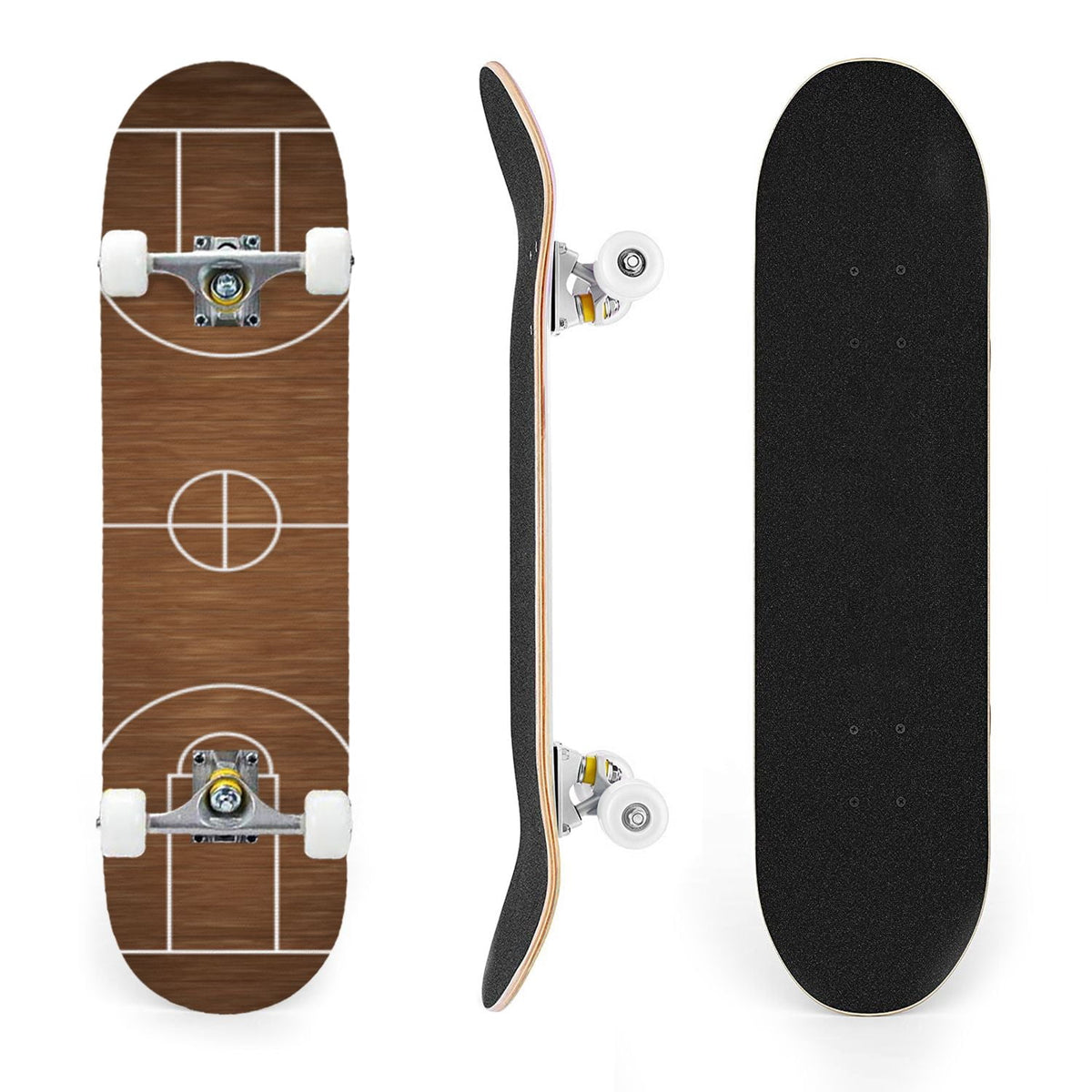 31"x8" Complete Skateboards for Beginners,Vintage Baseball Worn Red Stitches Rustic Double Kick 7 Ply Canadian Maple Deck Skateboard with Wheels, Sports Gifts for Kids Teens