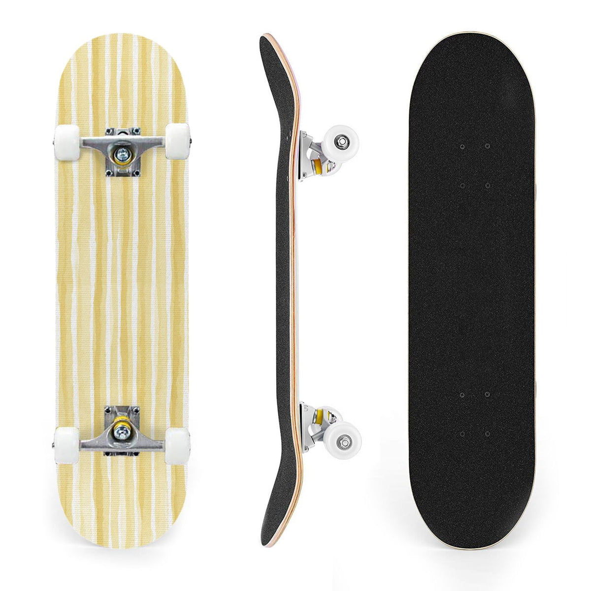 31"x8" Complete Skateboards for Beginners,Vibrant Diagonal Rainbow Gradient Abstract Art Double Kick 7 Ply Canadian Maple Deck Skateboard with Wheels, Gifts for Kids Teens