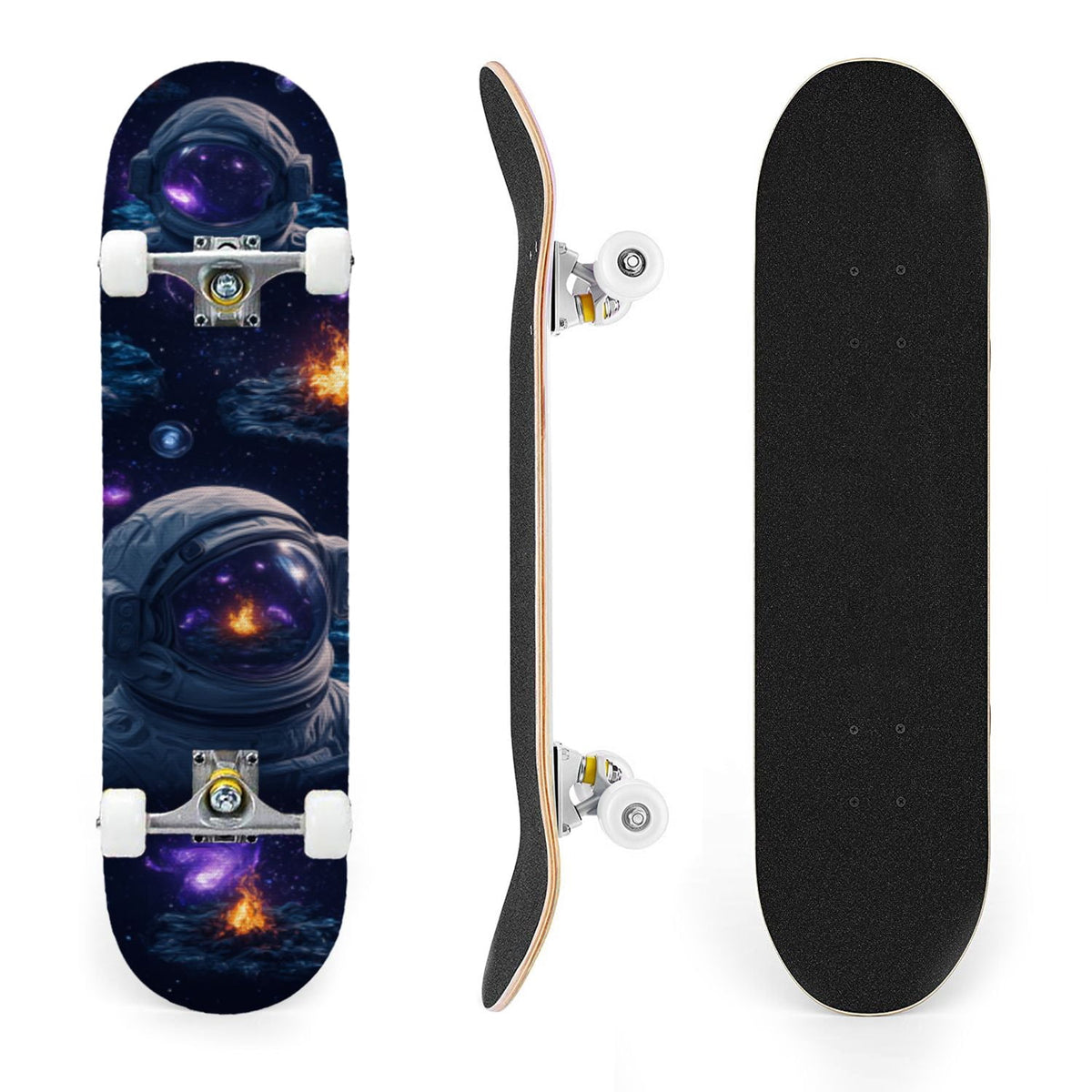 31"x8" Complete Skateboards for Beginners,Bold Stained Glass Western Double Kick 7 Ply Canadian Maple Deck Skateboard with Wheels, Gifts for Kids Teens