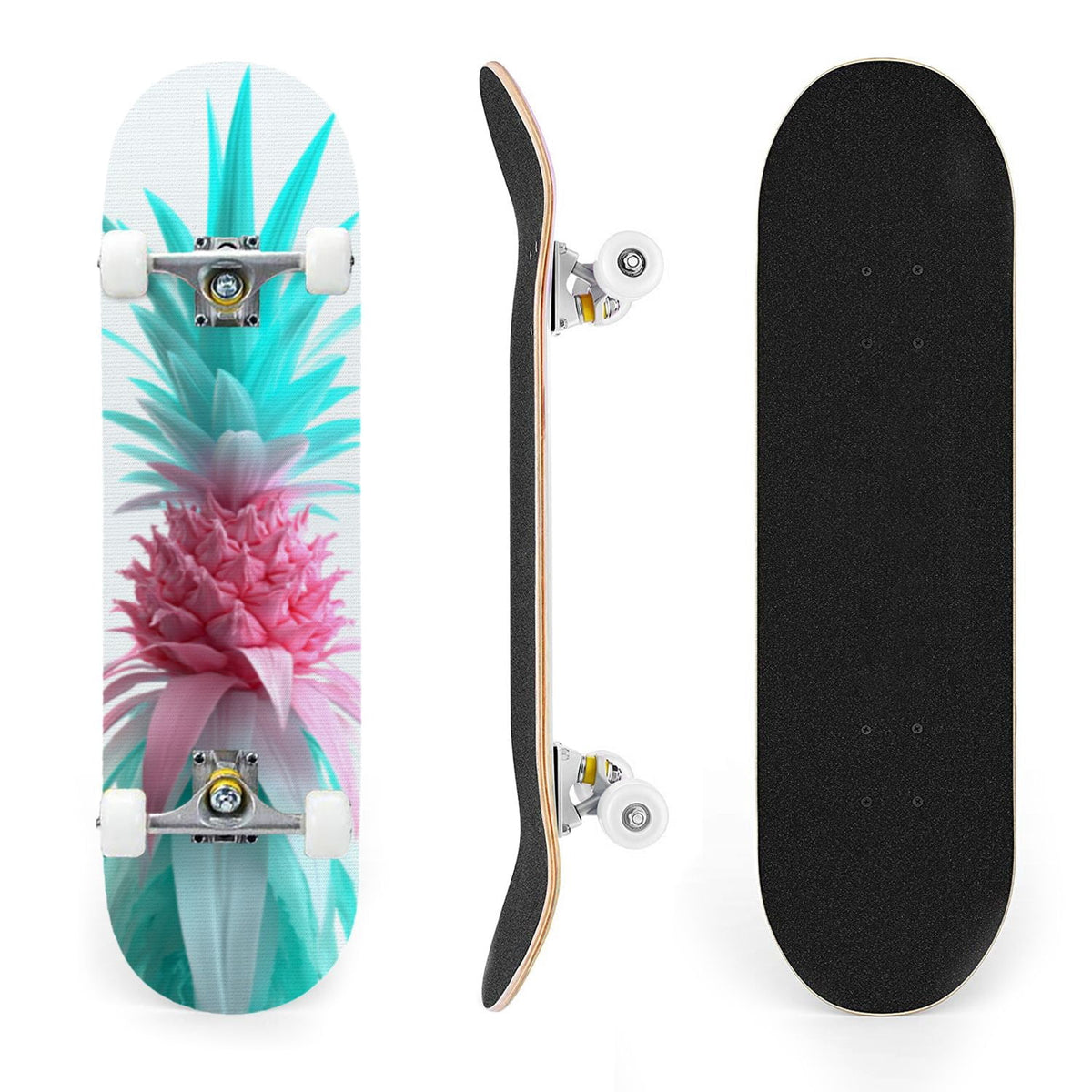31"x8" poisous plants Mushroom Complete Skateboard for Beginners hand colored vintage retro 7 Layer Maple Deck Double Kick Kids Skateboard with 85A PU Wheels Gifts for Kids Teens