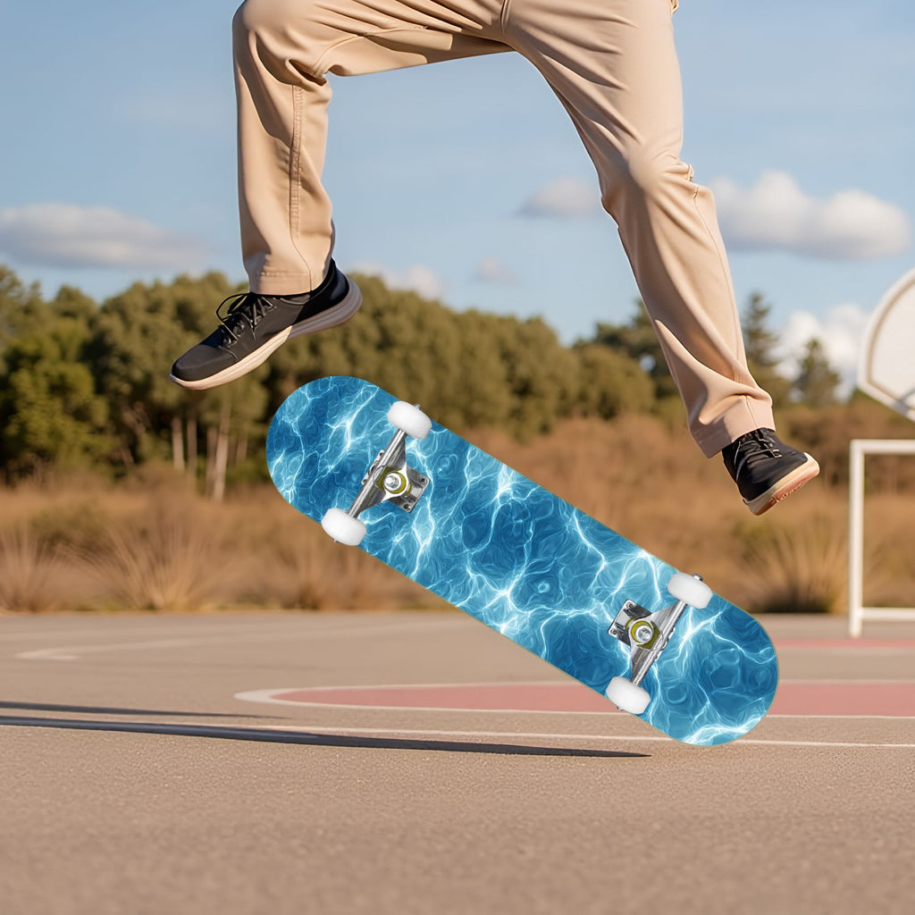 Starry Nebula Deep Blue Purple Tones Cosmic Clouds Stars 31" x 8" Complete Skateboard, 7-Ply Canadian Maple Double Kick Trick Board for Kids and Beginners Adult Gifts