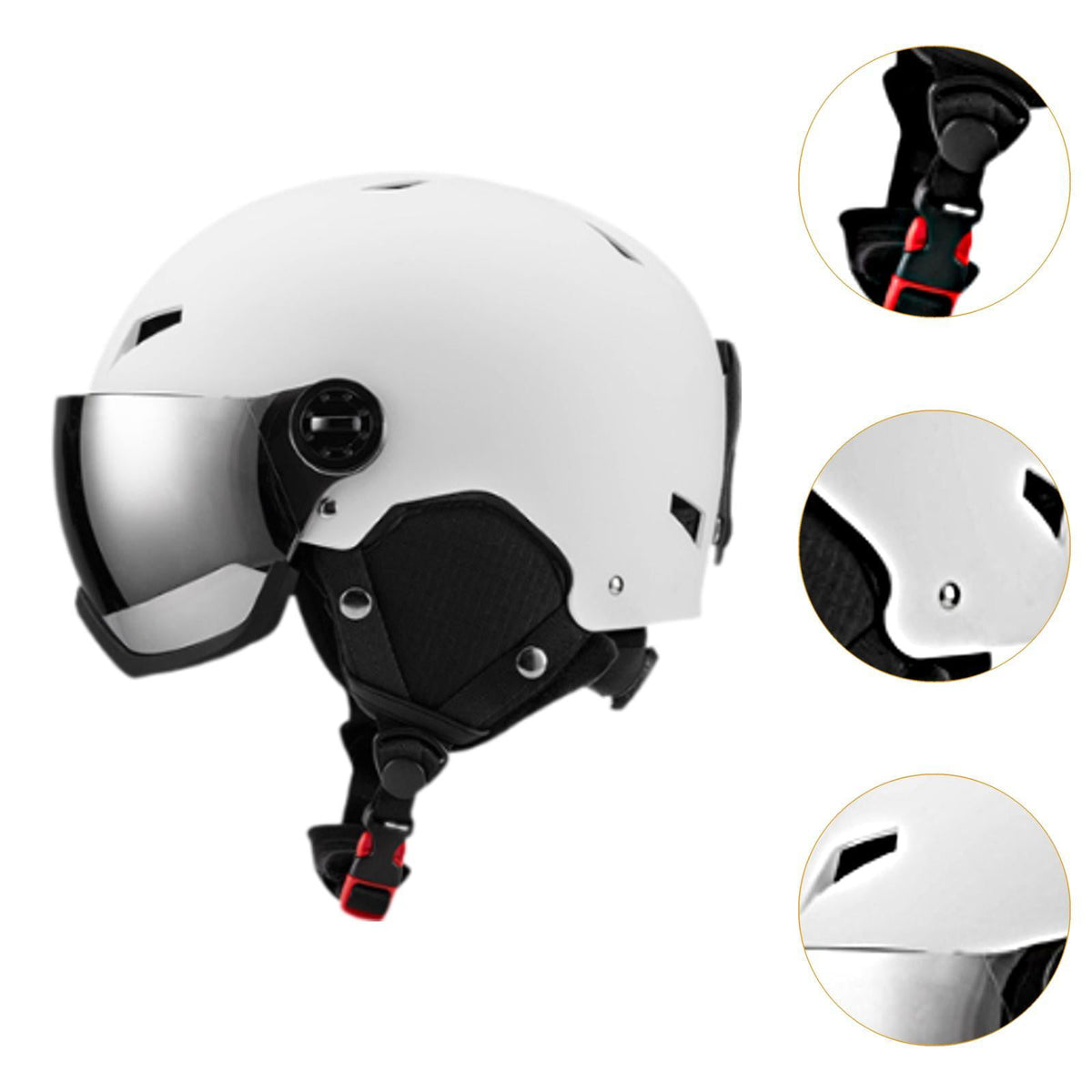 figatia Snowboard Helmet Ski Helmet with Goggles Headgear with Ski Goggles Ear Cover Warm Shockproof Windproof Snow Helmet Ski Helmet L Dark Grey