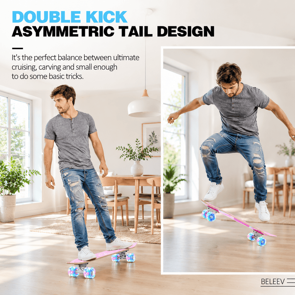 Rainbow 27 x 8 Inch Complete Cruiser Skateboard for Teens Adults Beginners