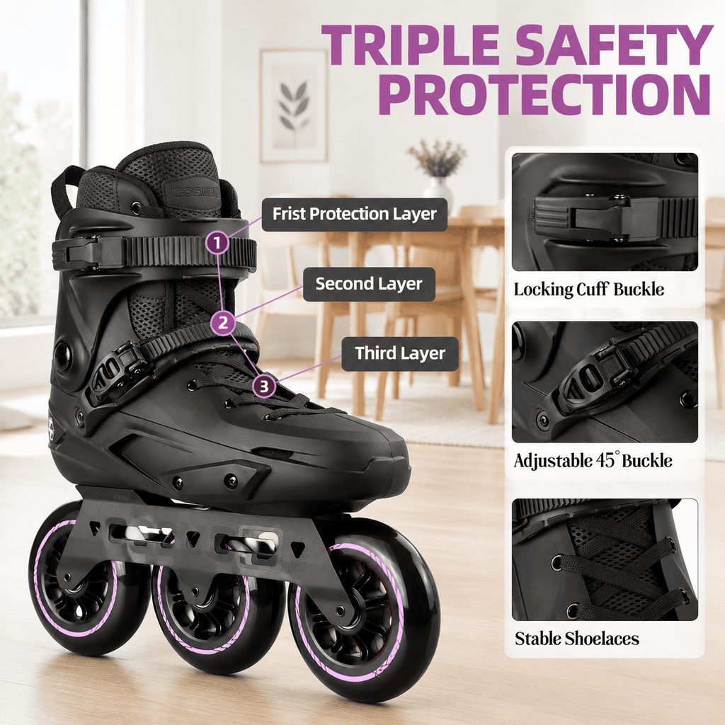 Adult Inline Skates, 3-Wheel High Performance Roller Skates for Men and Women, Size USM13.5-14.5/USL14.5-15.5