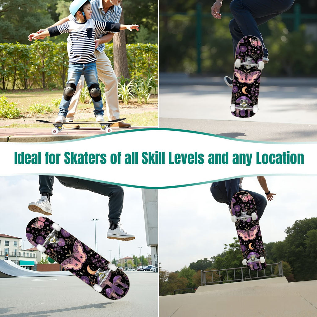 31"x8" Complete Skateboards for Beginners,Barn Windmill Artwork Rustic Barn Wood Farm Windmill Double Kick 7 Ply Canadian Maple Deck Skateboard with Wheels, Gifts for Kids Teens