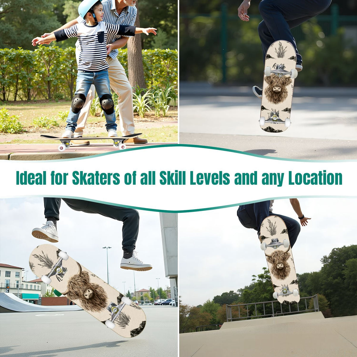 31"x8" Complete Skateboards for Beginners,Pink Cream Vertical Stripes Double Kick 7 Ply Canadian Maple Deck Skateboard with Wheels, Gifts for Kids Teens