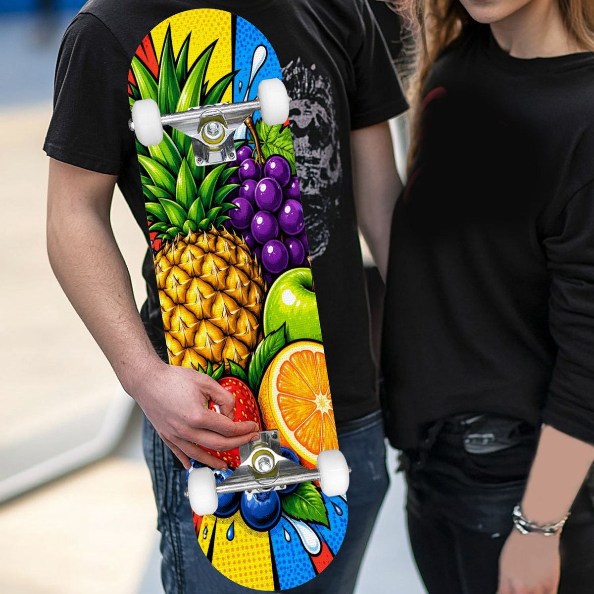 Complete Skateboard Futuristic Space 31 Inch 7-Ply Maple Skateboard with PU Wheels and Aluminum Trucks, Ready-to-Ride Skateboard for Beginners, Teens and Adults