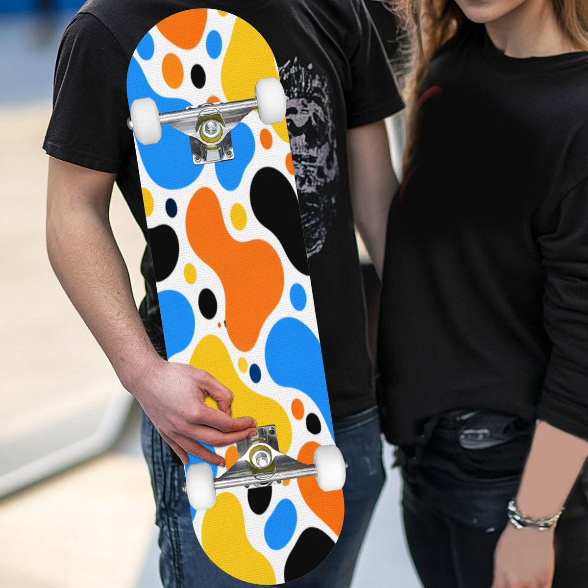Complete Skateboard Vibrant Brush Stroke Art 31 Inch 7-Ply Maple Skateboard with PU Wheels and Aluminum Trucks, Ready-to-Ride Skateboard for Beginners, Teens and Adults