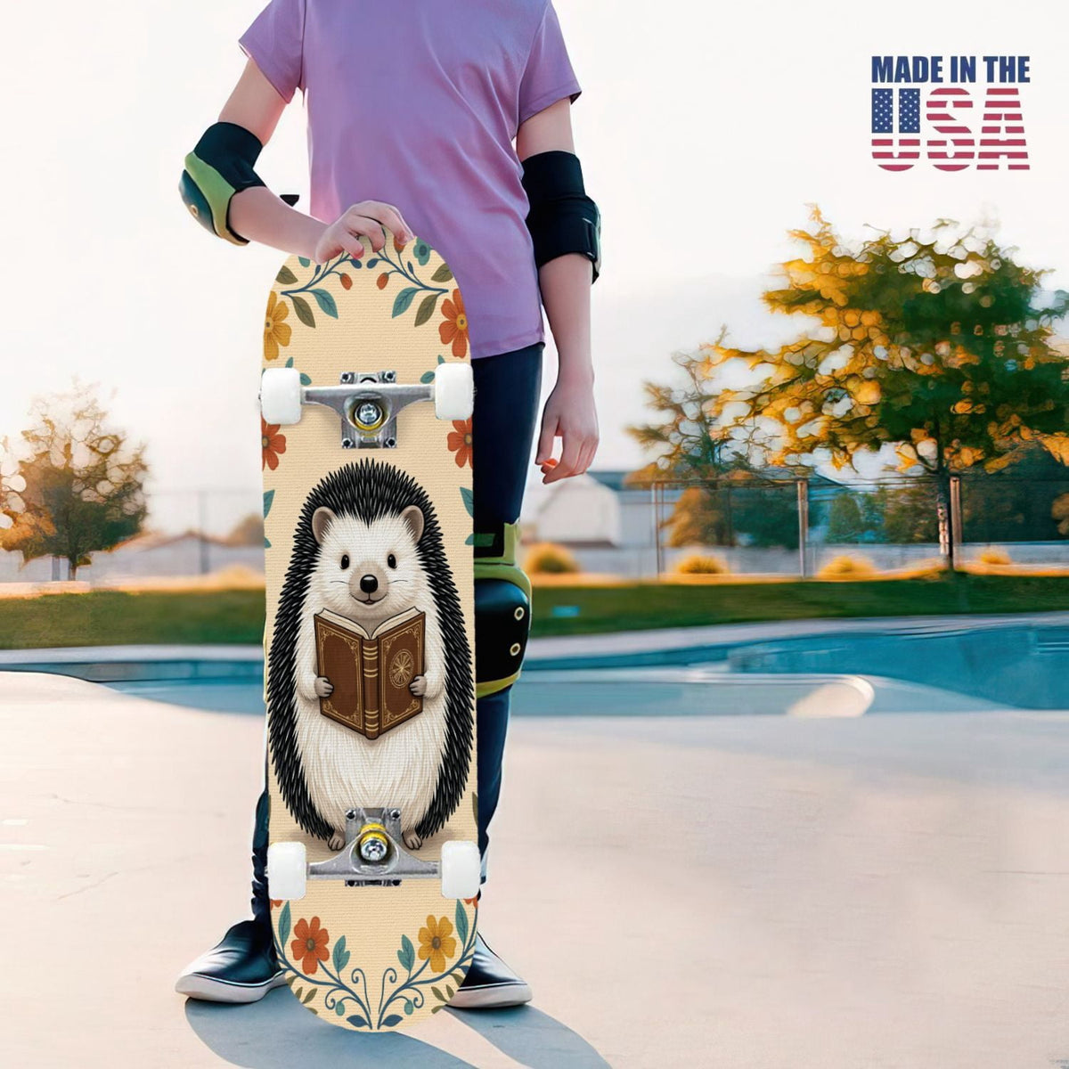 31"x8" Complete Skateboards for Beginners, Idyllic Tropical Beach Turquoise Water Golden Sand Shoreline Double Kick 7 Ply Canadian Maple Deck Skateboard with Wheels, Gifts for Kids Teens