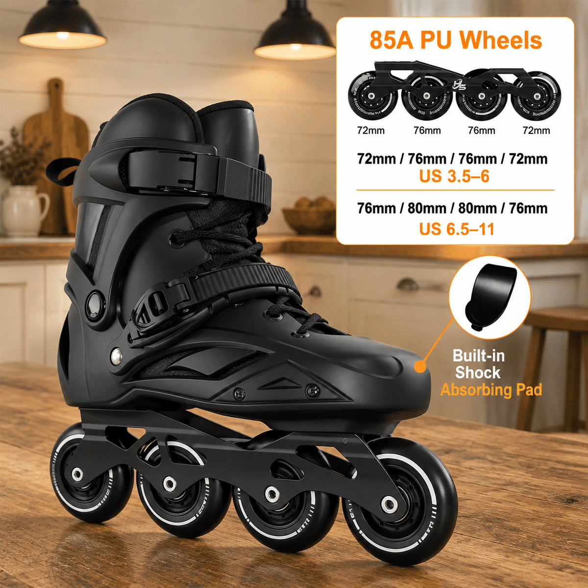 Unisex Inline Skates, Men3.5-4/Women4.5-5, Performance Fitness Roller Skates