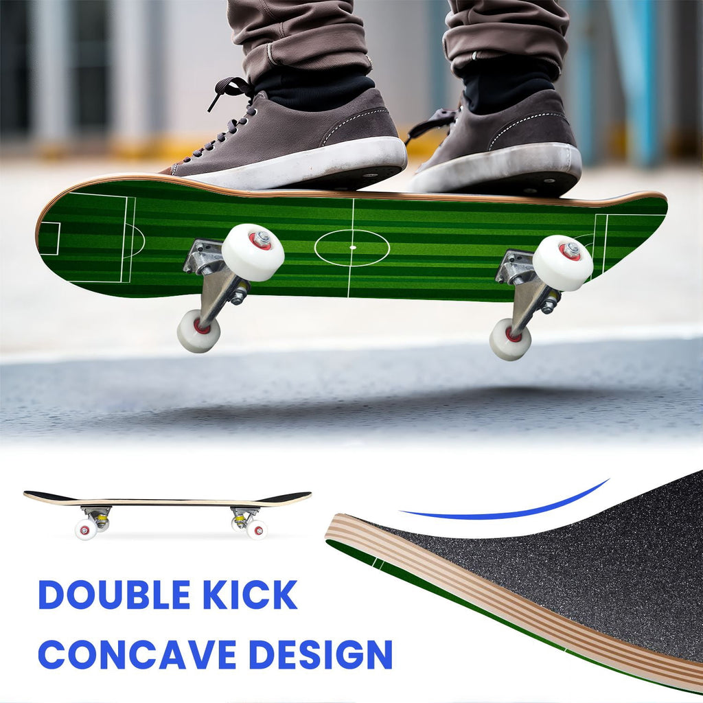 31"x8" Complete Skateboards for Beginners,baseball stadium giant baseballs sunset sky Double Kick 7 Ply Canadian Maple Deck Skateboard with Wheels, Gifts for Kids Teens