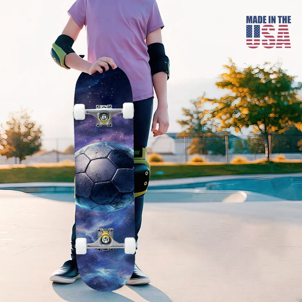 31"x8" Complete Skateboards for Beginners,baseball stadium giant baseballs sunset sky Double Kick 7 Ply Canadian Maple Deck Skateboard with Wheels, Gifts for Kids Teens
