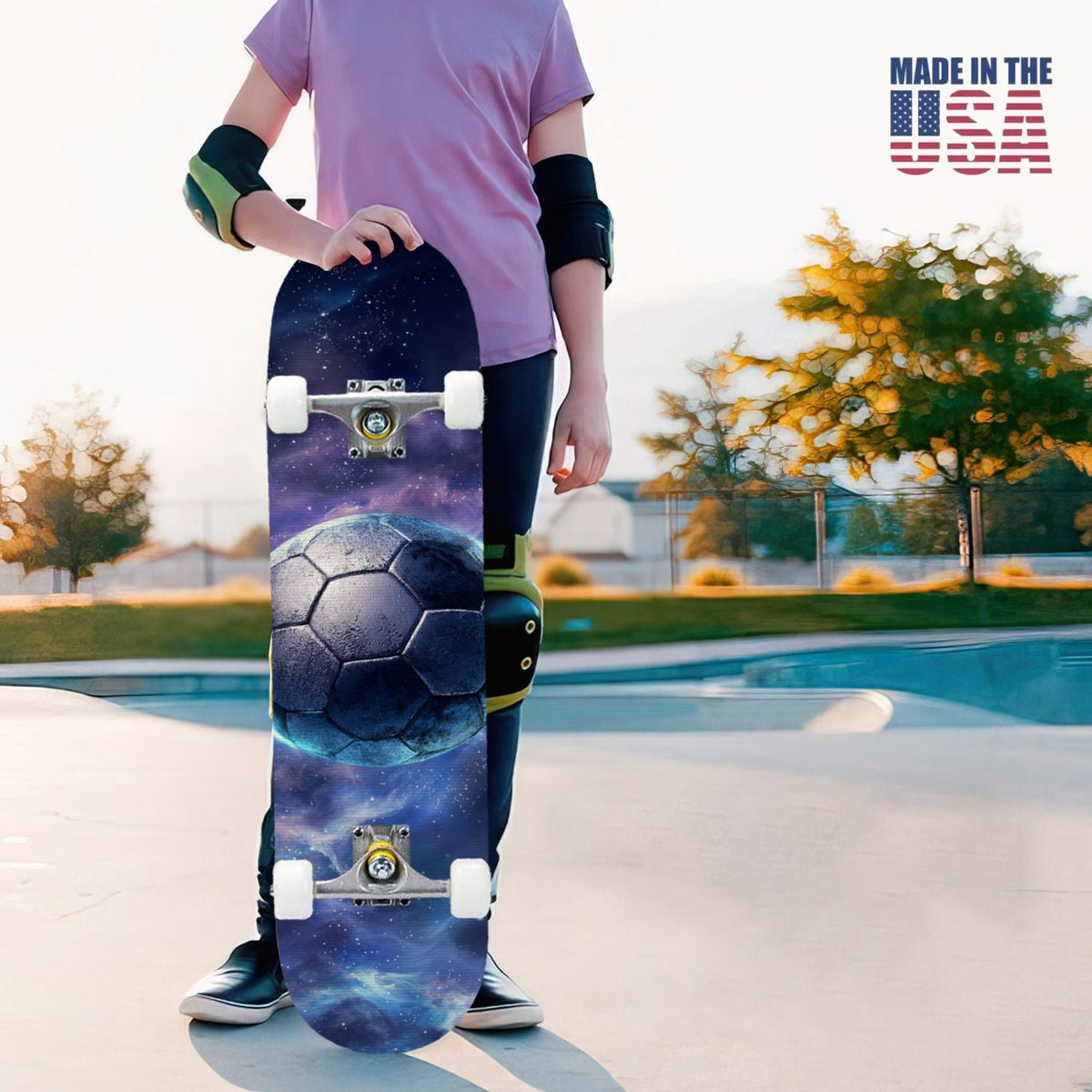31"x8" Complete Skateboards for Beginners,baseball stadium giant baseballs sunset sky Double Kick 7 Ply Canadian Maple Deck Skateboard with Wheels, Gifts for Kids Teens