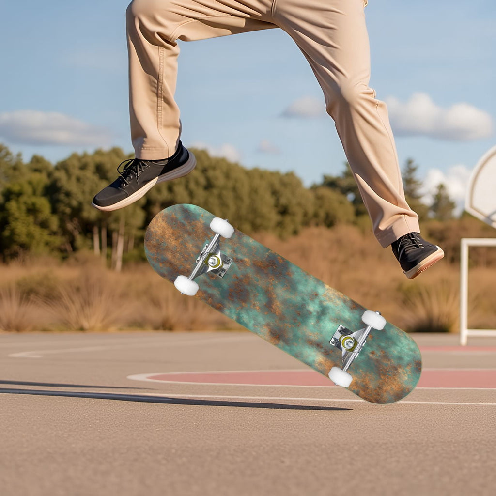 Starry Nebula Deep Blue Purple Tones Cosmic Clouds Stars 31" x 8" Complete Skateboard, 7-Ply Canadian Maple Double Kick Trick Board for Kids and Beginners Adult Gifts
