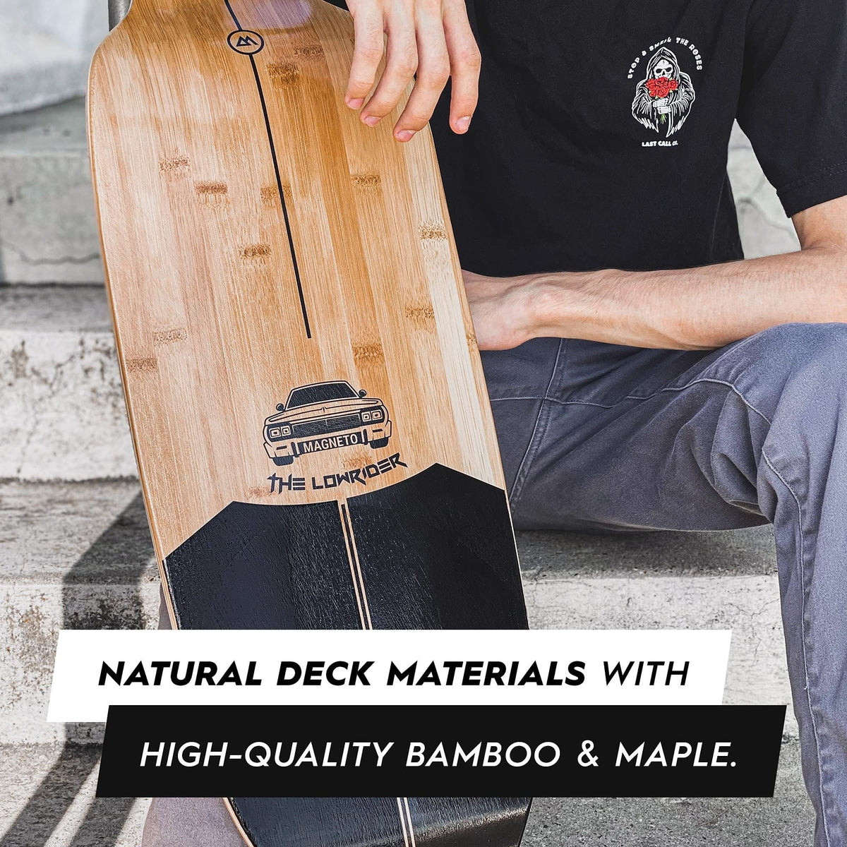 Magneto Drop-Through Longboard Skateboard - 8-Ply Maple Deck Adult Longboard - 100mm All-Terrain Wheels Off-Road Skateboard - Low-Rider Deck Cruiser Board Maneuverability - 40 in x 9.25 in, Wood