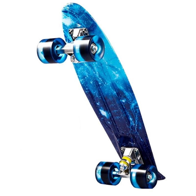 CEORPER 22inch Complete Mini Cruiser Skateboard Longboard Flashing Wheels Fish Skate Board for Adults Kids Teens