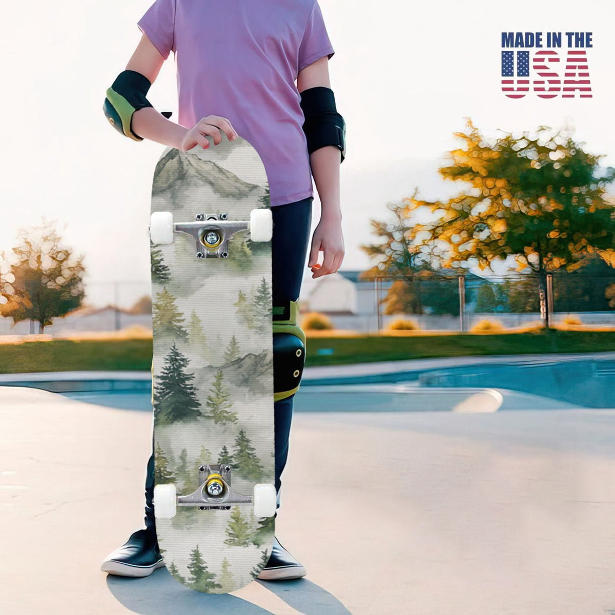 31"x8" Complete Skateboards for Beginners,Farmhouse Floral Daisy Flower Rustic Wood Board Double Kick 7 Ply Canadian Maple Deck Skateboard with Wheels, Gifts for Kids Teens