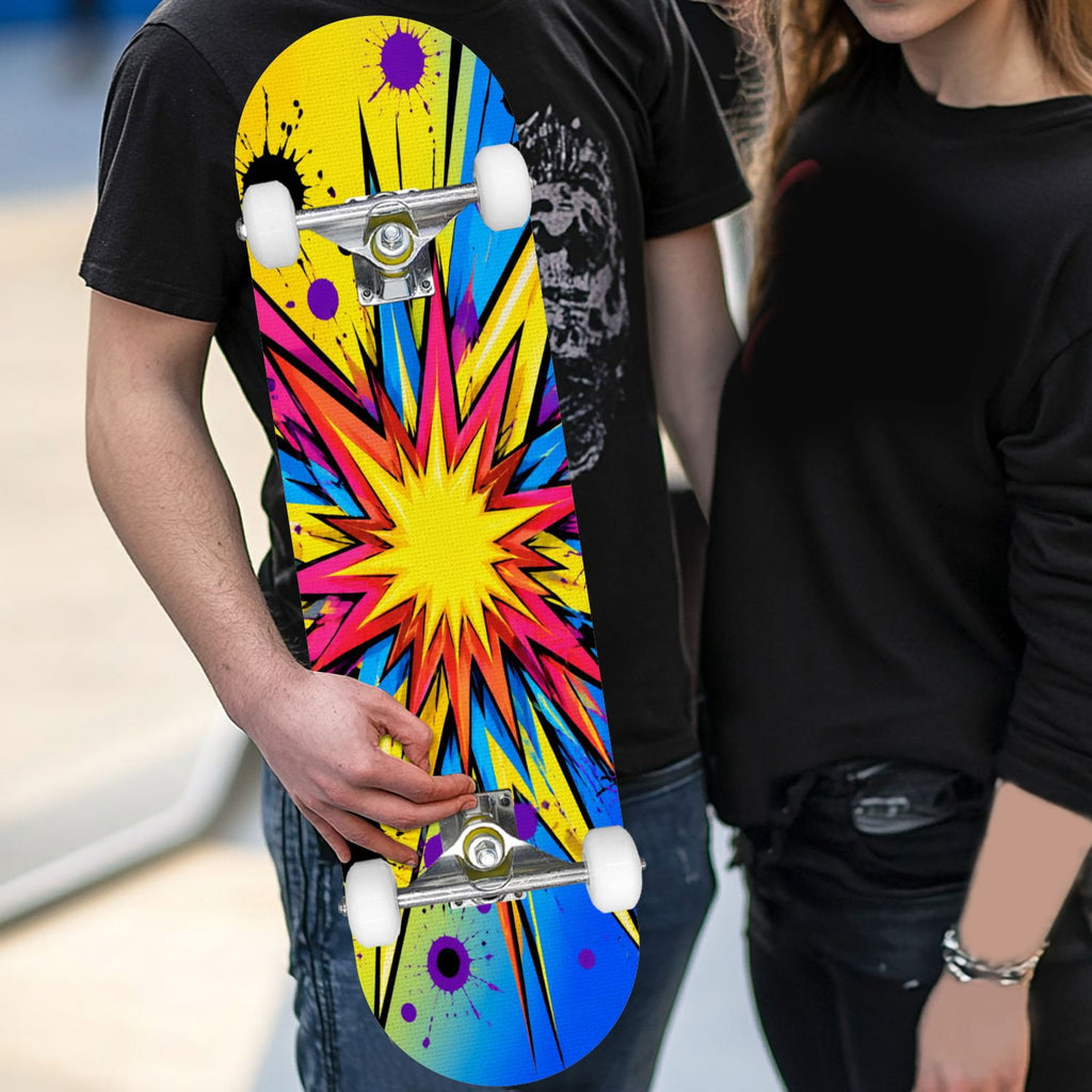 Complete Skateboard Futuristic Space 31 Inch 7-Ply Maple Skateboard with PU Wheels and Aluminum Trucks, Ready-to-Ride Skateboard for Beginners, Teens and Adults