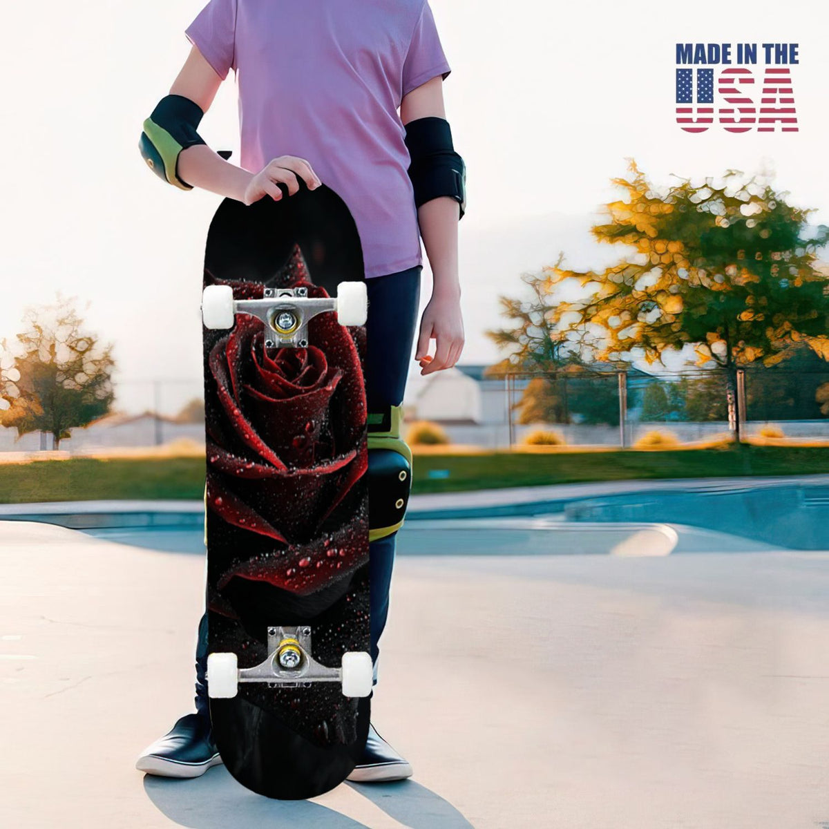 31"x8" Complete Skateboards for Beginners, Skeleton Tree Figure Antler Branches Dark Academia Flowers Double Kick 7 Ply Canadian Maple Deck Skateboard with Wheels, Gifts for Kids Teens